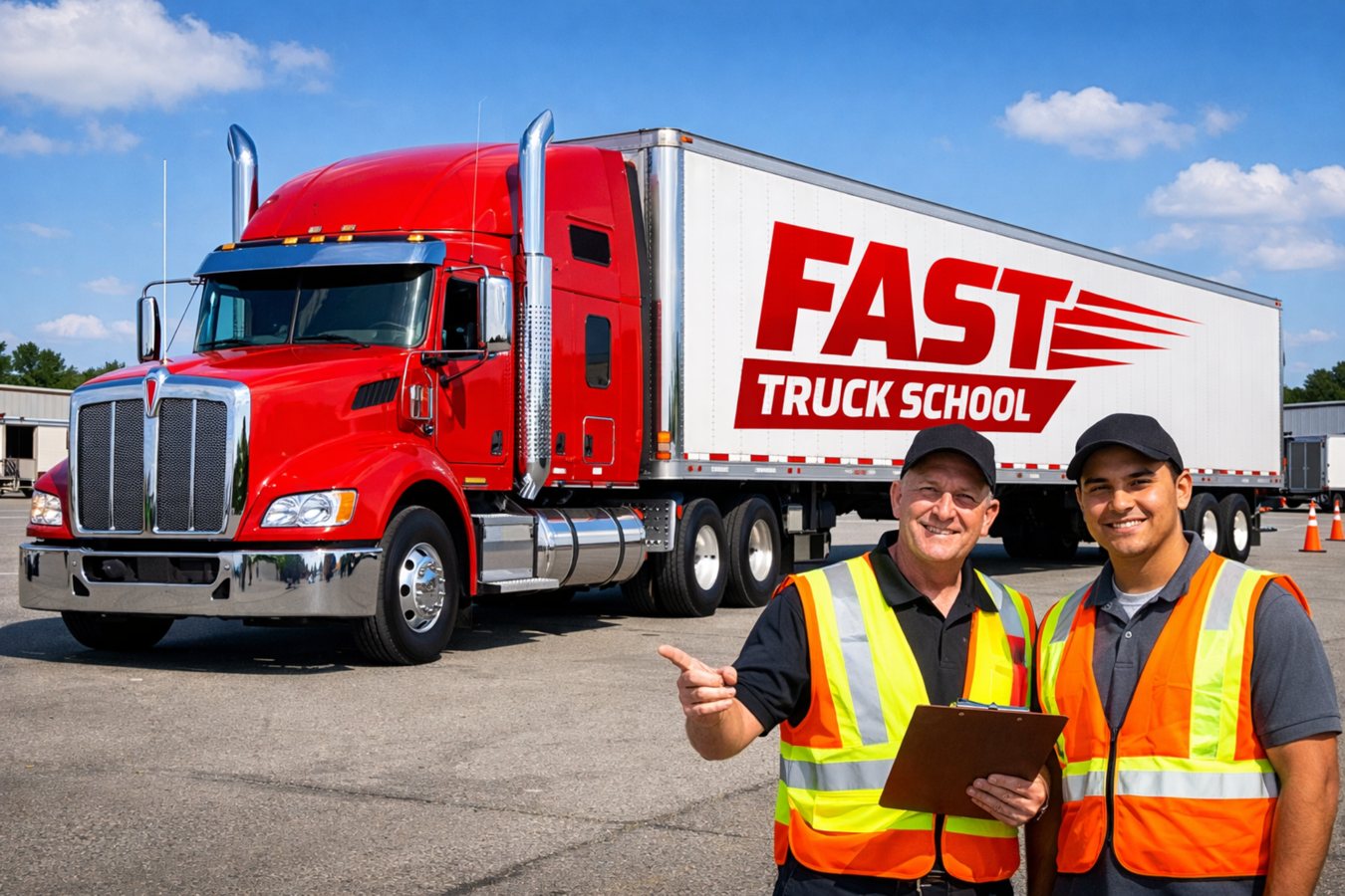 FAST Truck Driving School truck and instructors